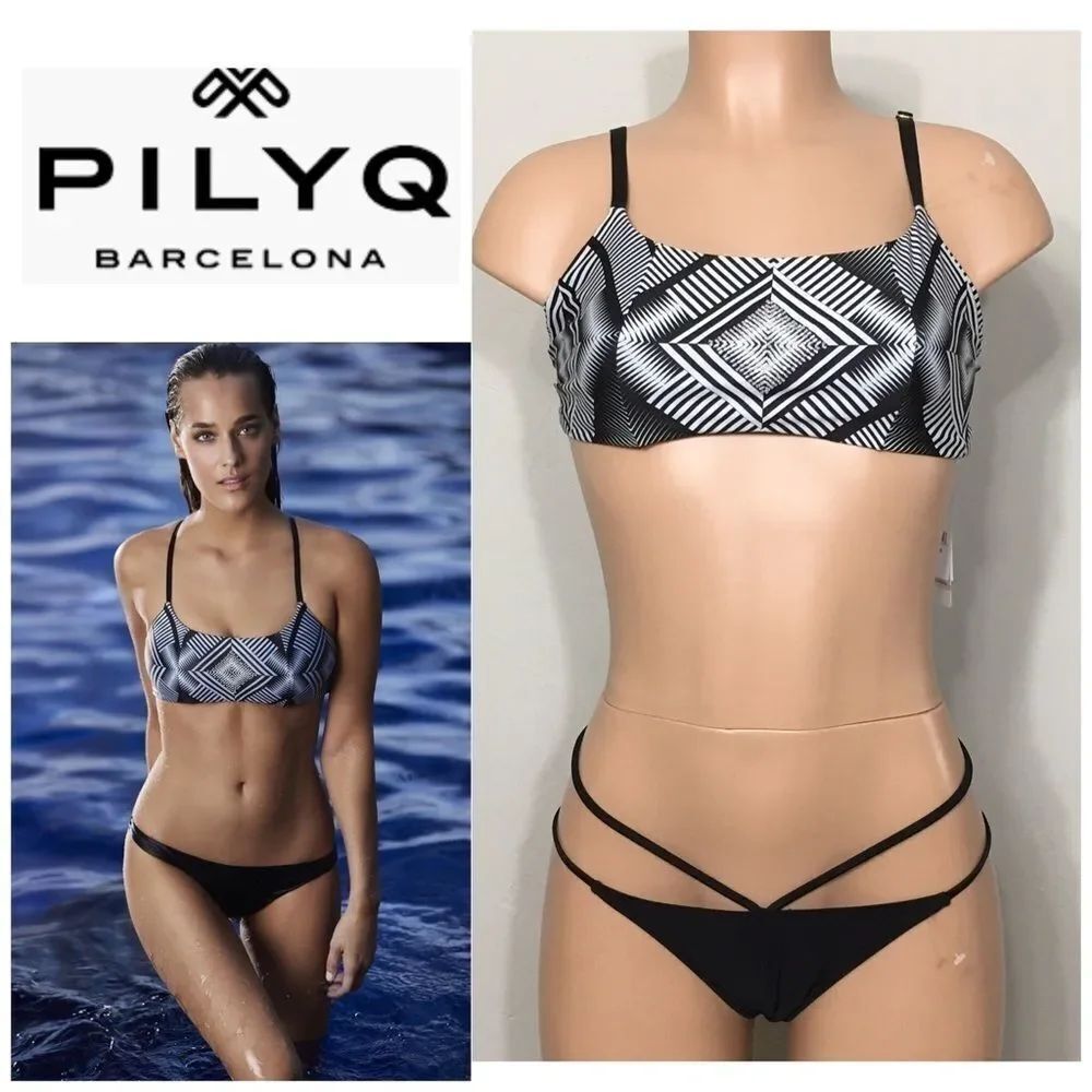 New. PQ black teeny bikini. D-cup top/L-bottom.